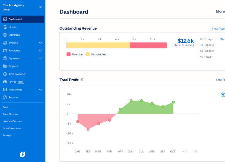 FreshBooks Dashboard Preview